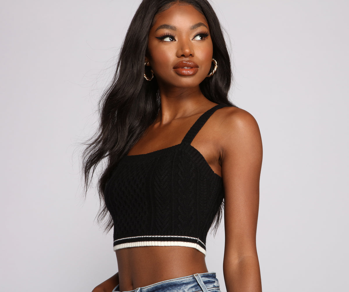 So Cozy Cable Knit Ribbed Crop Top