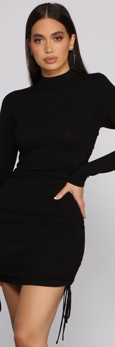 Keeping Knit Real Ruched Mini Dress