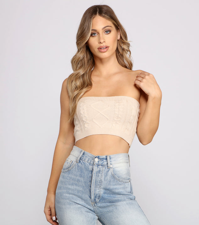 With fun and flirty details, She's A Trendsetter Cable Knit Crop Top shows off your unique style for a trendy outfit for the summer season!