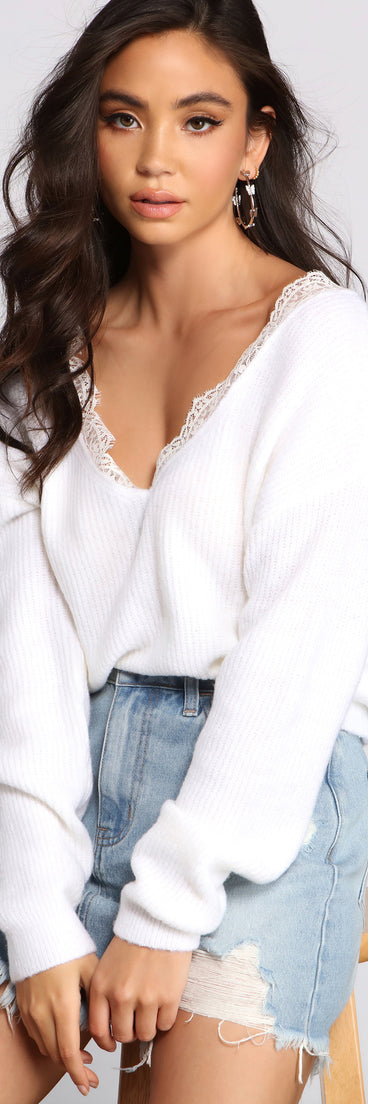 With fun and flirty details, Keeping Knit Chic In Lace Sweater shows off your unique style for a trendy outfit for the summer season!