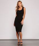 Stylish Twist Ribbed Knit Midi Dress creates the perfect spring wedding guest dress or cocktail attire with stylish details in the latest trends for 2023!