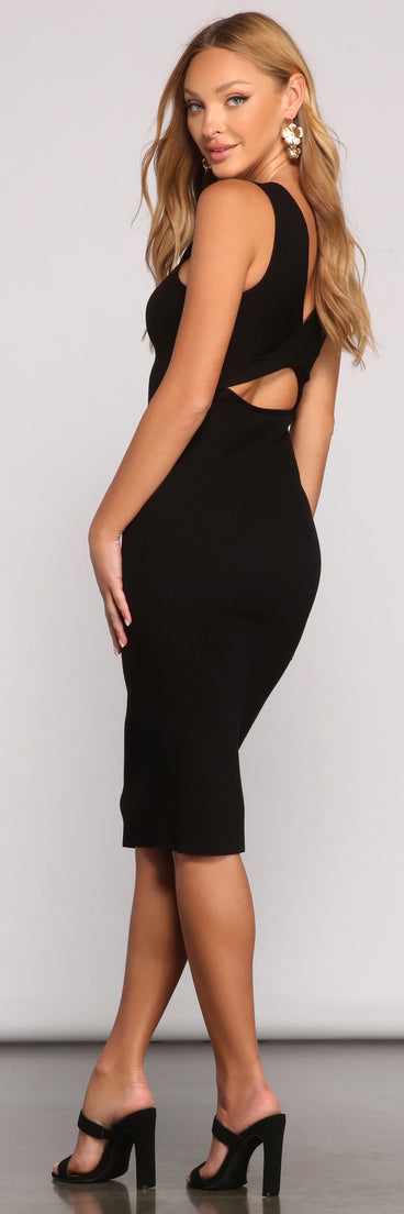 Stylish Twist Ribbed Knit Midi Dress creates the perfect spring wedding guest dress or cocktail attire with stylish details in the latest trends for 2023!