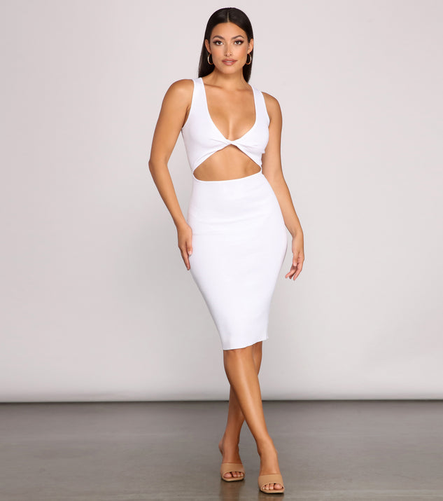 Twist of Style Cutout Midi Dress helps create the best bachelorette party outfit or the bride's sultry bachelorette dress for a look that slays!