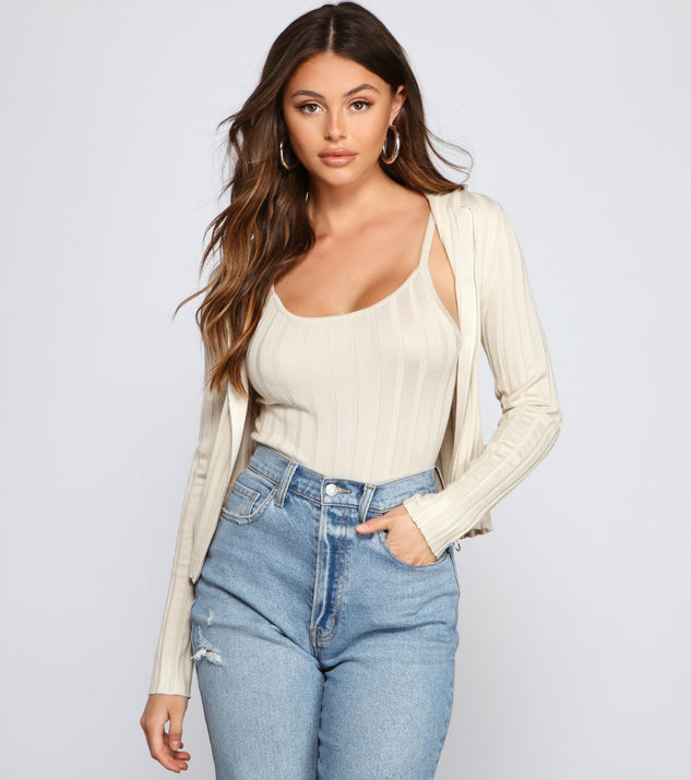 You’ll look stunning in the Keeping Knit Real Ribbed Knit Cardigan when paired with its matching separate to create a glam clothing set perfect for parties, date nights, concert outfits, back-to-school attire, or for any summer event!