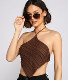 With fun and flirty details, Crochet Knit Handkerchief Crop Top shows off your unique style for a trendy outfit for the summer season!