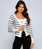 You’ll look stunning in the Timeless Chic Striped Cardigan when paired with its matching separate to create a glam clothing set perfect for a New Year’s Eve Party Outfit or Holiday Outfit for any event!