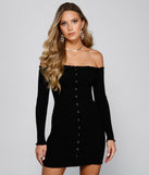 Off-The-Shoulder Ribbed Knit Mini Dress for Prom, Bridesmaids, Wedding Guests, Formals Military Balls, and Homecoming 2022