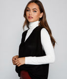With fun and flirty details, Layer On Those Basics Sweater Vest shows off your unique style for a trendy outfit for the summer season!