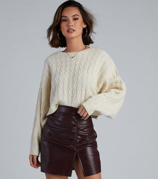 The trendy Pumpkin Spice Cable Knit Sweater is the perfect pick to create a holiday outfit, new years attire, cocktail outfit, or party look for any seasonal event!
