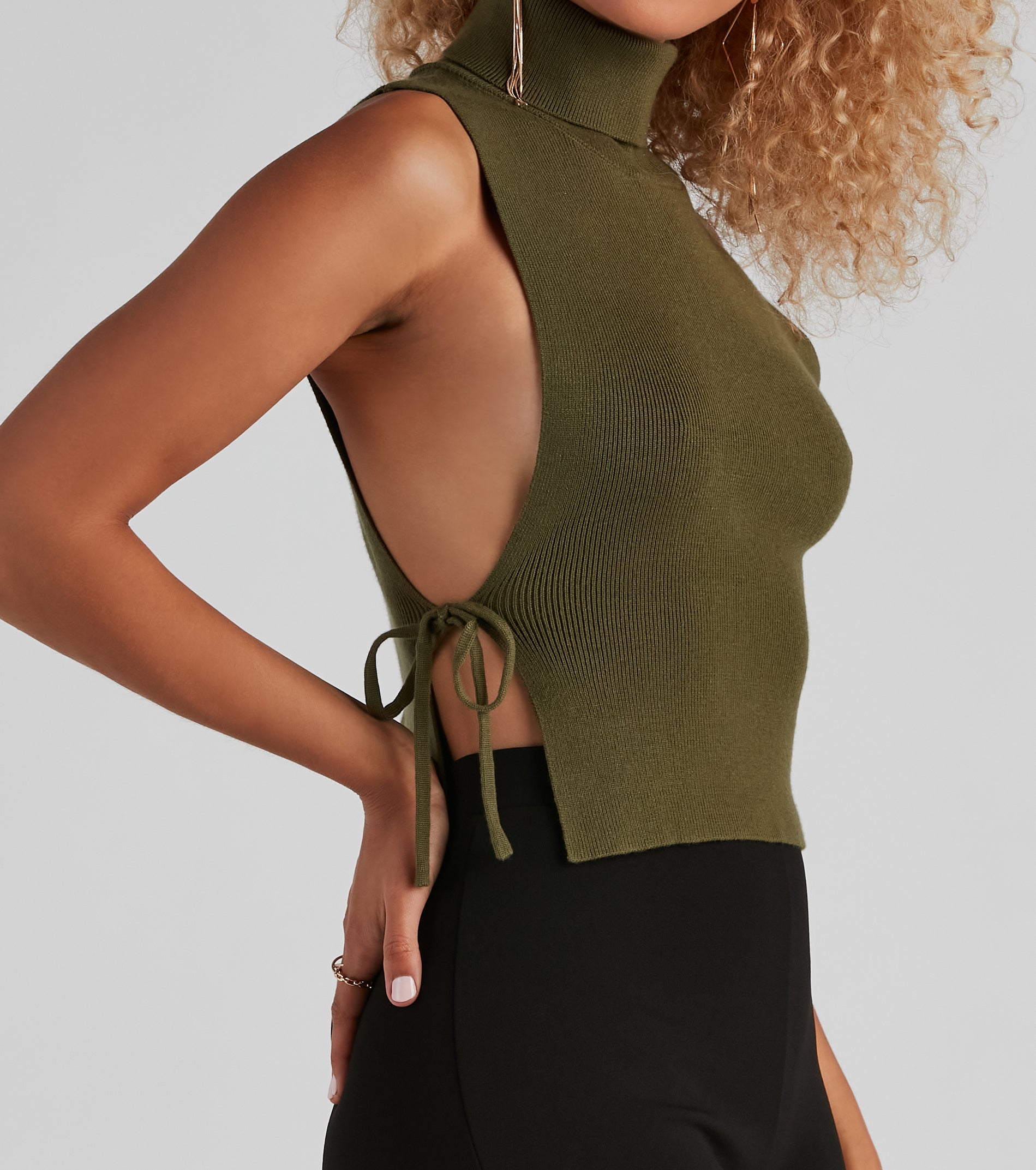 Side Ties Turtleneck Sweater Top | Windsor