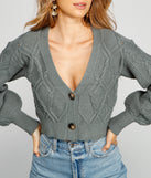 With fun and flirty details, Stylishly Cozy Cable Knit Cropped Cardigan shows off your unique style for a trendy outfit for the summer season!