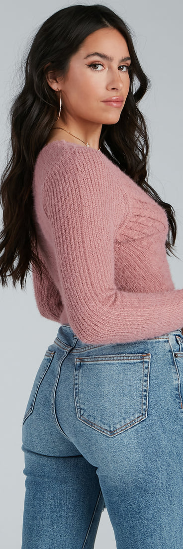 With fun and flirty details, Cuddle Weather Eyelash Knit Wrap Sweater shows off your unique style for a trendy outfit for the summer season!