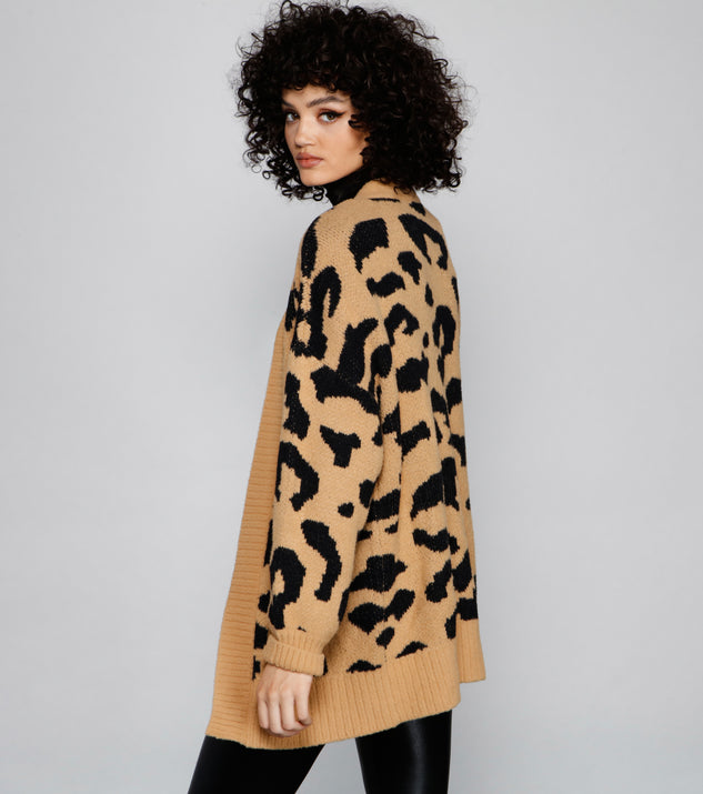 TERIVEEK Leopard Cardigan for Women Oversized Color Block
