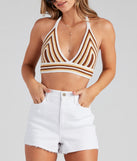 Sassy Stripes Knit Halter Top is a trendy pick to create 2023 festival outfits, festival dresses, outfits for concerts or raves, and complete your best party outfits!