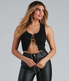Keeping Knit Spicy Lace-Up Sweater Top is a trendy pick to create 2023 festival outfits, festival dresses, outfits for concerts or raves, and complete your best party outfits!