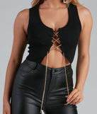 With fun and flirty details, Keeping Knit Spicy Lace-Up Sweater Top shows off your unique style for a trendy outfit for the summer season!