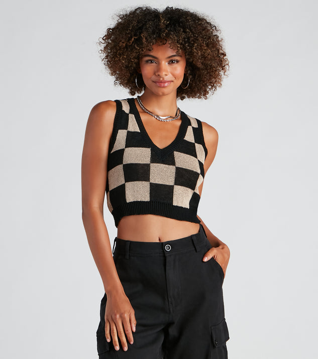 Checkered crop top outfit top