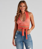 Main Squeeze Striped Halter Wrap Top is a trendy pick to create 2023 festival outfits, festival dresses, outfits for concerts or raves, and complete your best party outfits!