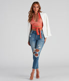 Main Squeeze Striped Halter Wrap Top is a trendy pick to create 2023 festival outfits, festival dresses, outfits for concerts or raves, and complete your best party outfits!