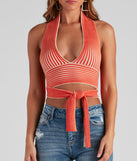 With fun and flirty details, Main Squeeze Striped Halter Wrap Top shows off your unique style for a trendy outfit for the summer season!