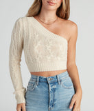 With fun and flirty details, One Shoulder Bliss Crop Sweater shows off your unique style for a trendy outfit for the summer season!