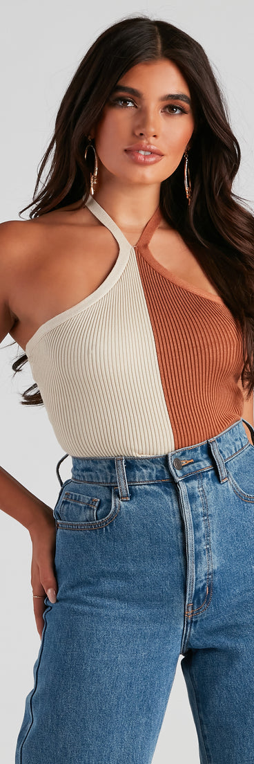 Dress up in Two Moods Sweater Knit Halter Top as your going-out dress for holiday parties, an outfit for NYE, party dress for a girls’ night out, or a going-out outfit for any seasonal event!