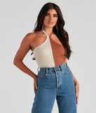 Dress up in Two Moods Sweater Knit Halter Top as your going-out dress for holiday parties, an outfit for NYE, party dress for a girls’ night out, or a going-out outfit for any seasonal event!
