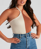 With fun and flirty details, Two Moods Sweater Knit Halter Top shows off your unique style for a trendy outfit for the summer season!
