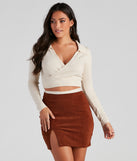 The trendy Wrap My Mind Around Knit Sweater is the perfect pick to create a holiday outfit, new years attire, cocktail outfit, or party look for any seasonal event!