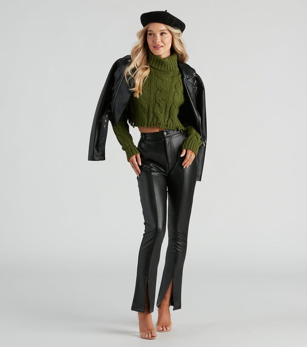 With fun and flirty details, Cozy In Cable Knit Turtleneck Sweater shows off your unique style for a trendy outfit for the summer season!