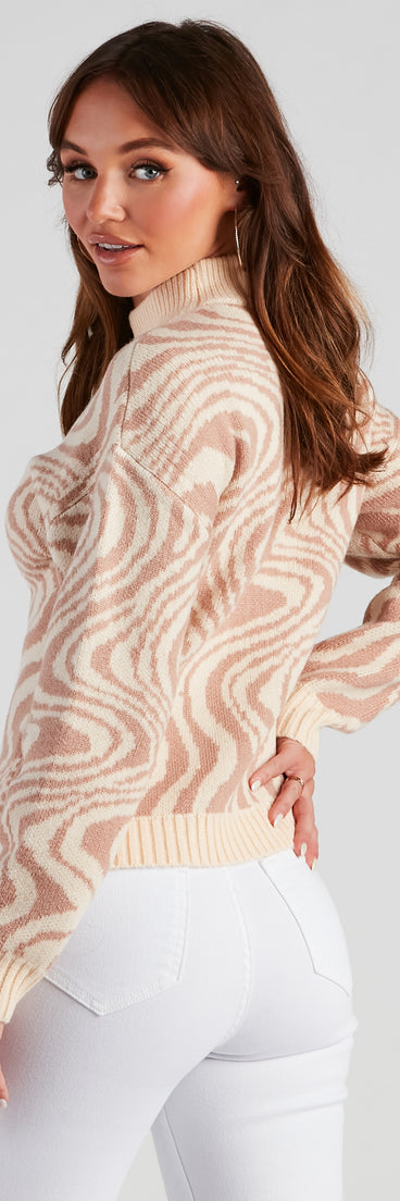 With fun and flirty details, Let's Groove Swirl Mock Neck Sweater shows off your unique style for a trendy outfit for the summer season!