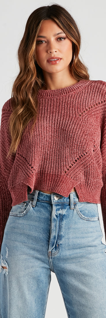 With fun and flirty details, Seasonal Treat Chenille Crop Sweater shows off your unique style for a trendy outfit for the summer season!