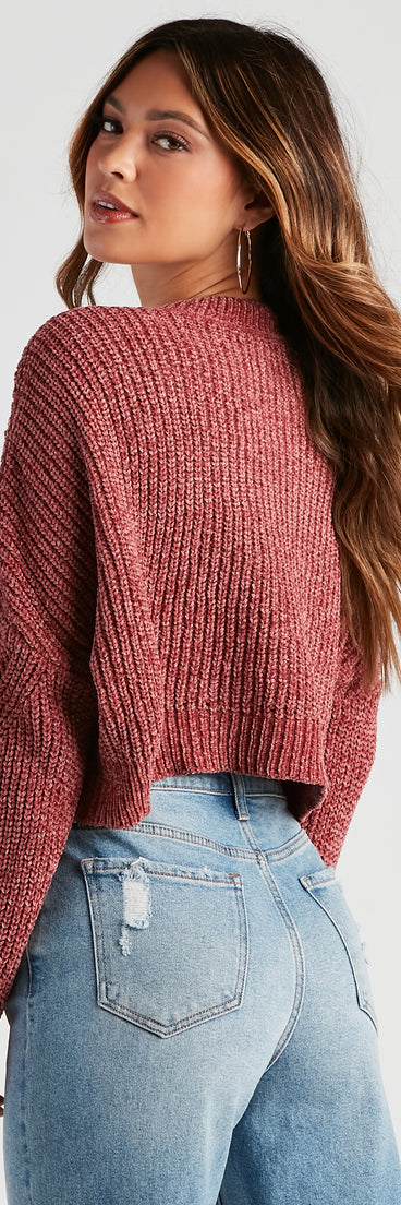 With fun and flirty details, the Seasonal Treat Chenille Crop Sweater shows off your unique style for a trendy outfit for the spring or summer season!