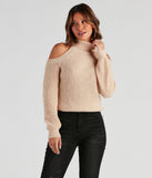 The trendy Knit Girl Cold Shoulder Sweater is the perfect pick to create a holiday outfit, new years attire, cocktail outfit, or party look for any seasonal event!