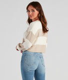 With fun and flirty details, Fall Chill Striped Crop Sweater shows off your unique style for a trendy outfit for the summer season!