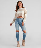 With fun and flirty details, Fall Chill Striped Crop Sweater shows off your unique style for a trendy outfit for the summer season!