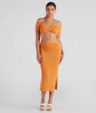 With fun and flirty details, Sunset Beauty Halter Crop Top shows off your unique style for a trendy outfit for the summer season!