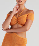 With fun and flirty details, Sunset Beauty Halter Crop Top shows off your unique style for a trendy outfit for the summer season!