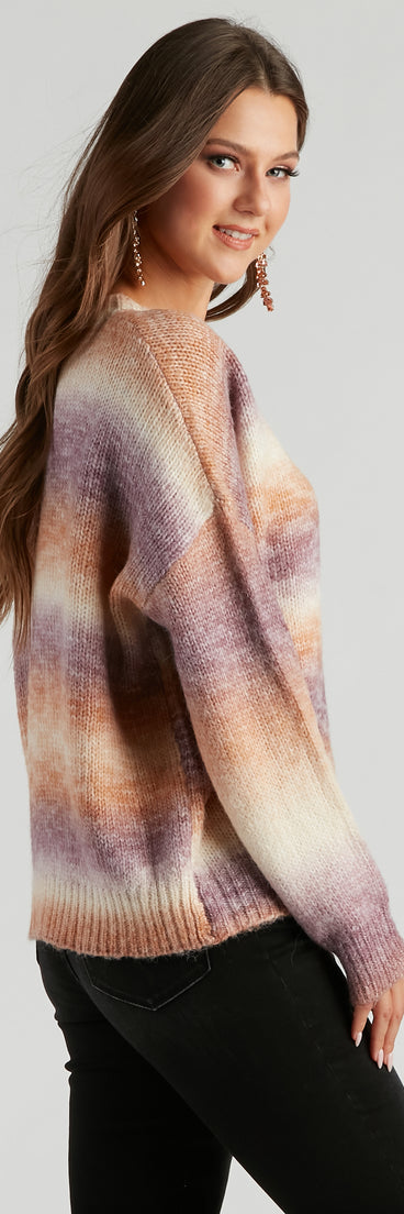 With fun and flirty details, Caught In Color Ombre Knit Sweater shows off your unique style for a trendy outfit for the summer season!