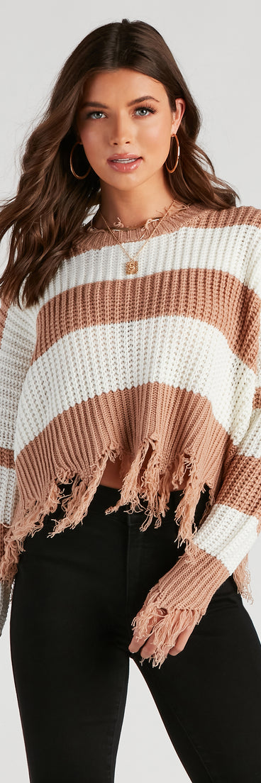 With fun and flirty details, Cozy Mood Striped Knit Sweater shows off your unique style for a trendy outfit for the summer season!