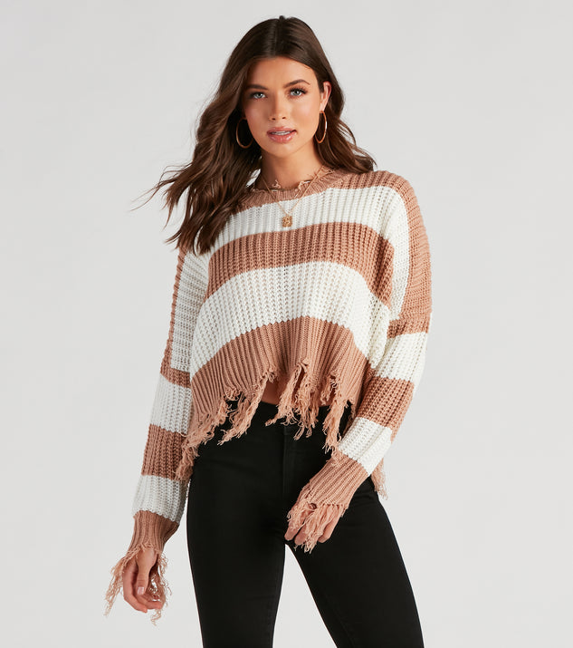 With fun and flirty details, Cozy Mood Striped Knit Sweater shows off your unique style for a trendy outfit for the summer season!