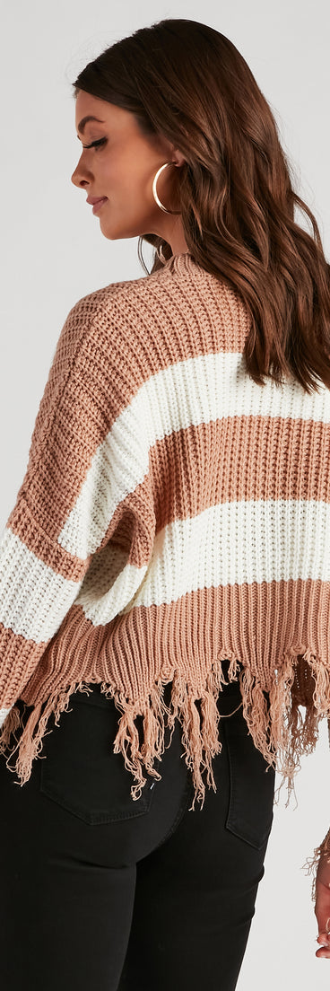 With fun and flirty details, Cozy Mood Striped Knit Sweater shows off your unique style for a trendy outfit for the summer season!