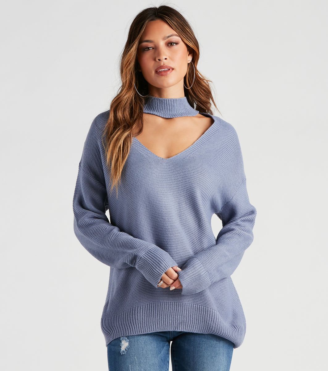 Keeping Knit Chic Mock Neck Sweater