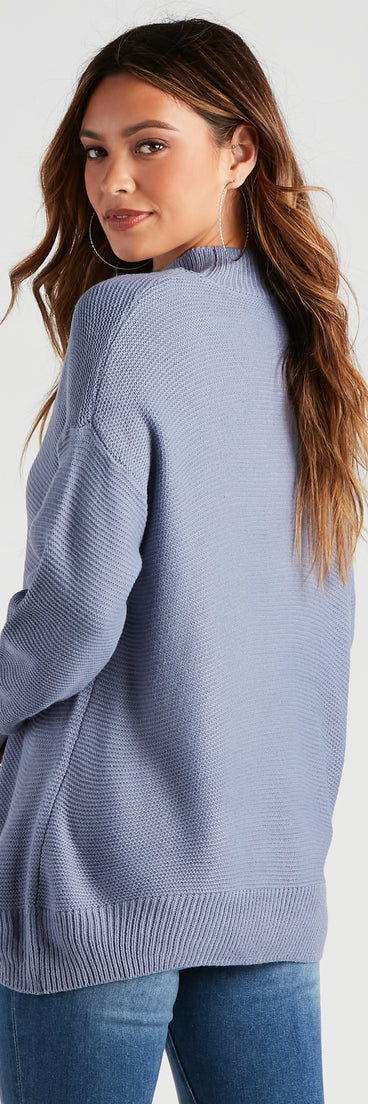 With fun and flirty details, Keeping Knit Chic Mock Neck Sweater shows off your unique style for a trendy outfit for the summer season!