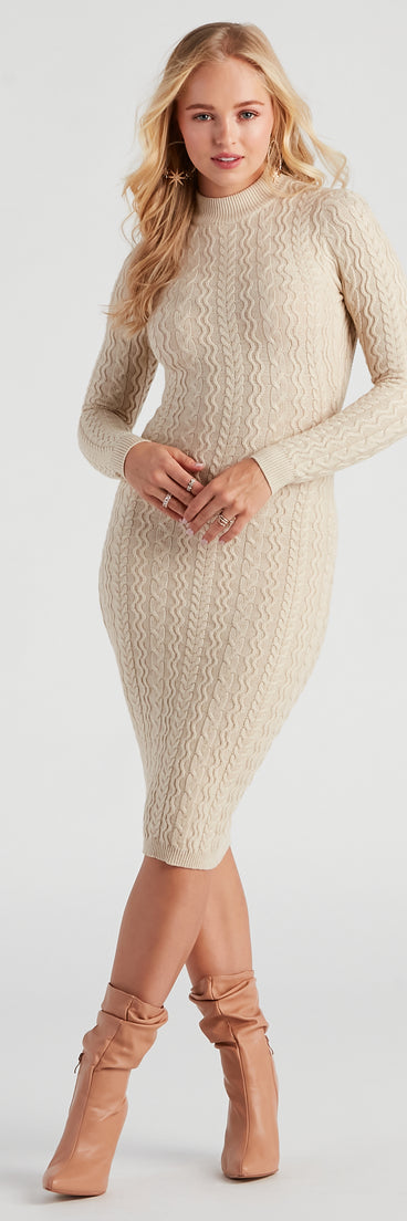 The trendy Flirty In Fall Cable Knit Dress is the perfect pick to create a holiday outfit, new years attire, cocktail outfit, or party look for any seasonal event!
