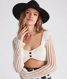Your outfit will pop with the Crochet Cutie Long Sleeve Crop Top and with dazzling embellishments and elevated details this is the perfect going-out top to stand out at any event!