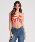 Desert Heat Crochet Striped Crop Top is a fire pick to create 2023 festival outfits, concert dresses, outfits for raves, or to complete your best party outfits or clubwear!