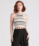 Under The Sun Chevron Knit Sweater Top is a fire pick to create 2023 festival outfits, concert dresses, outfits for raves, or to complete your best party outfits or clubwear!