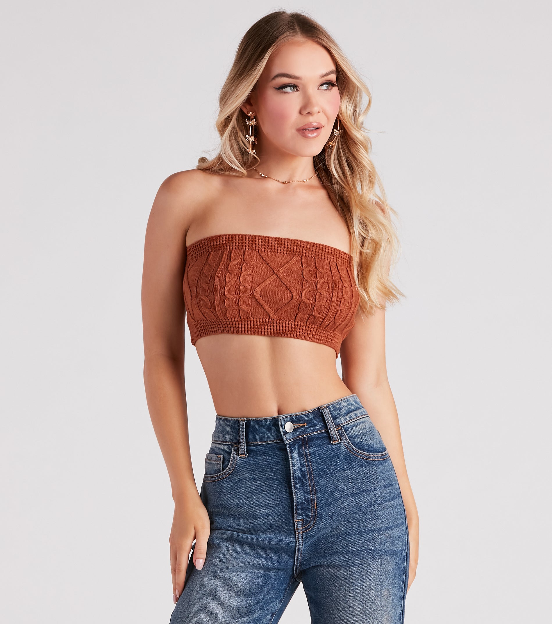 Call Me Cutie Cable Knit Tube Top | Windsor