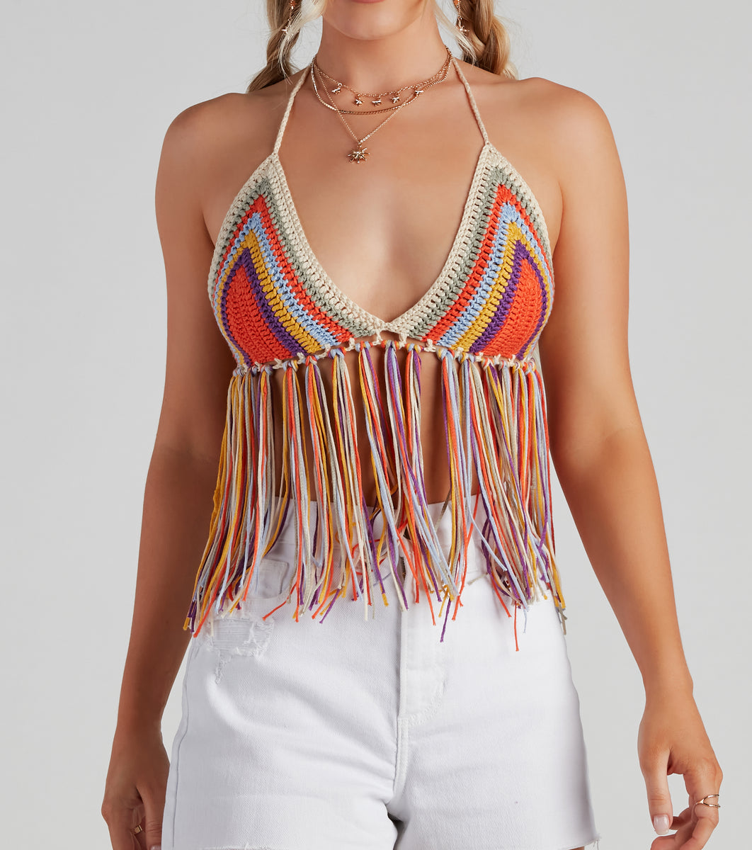 トップス eaphi fringe crochet knit bustier HAND CROCHET KNIT BUSTIER【POPUP先行】